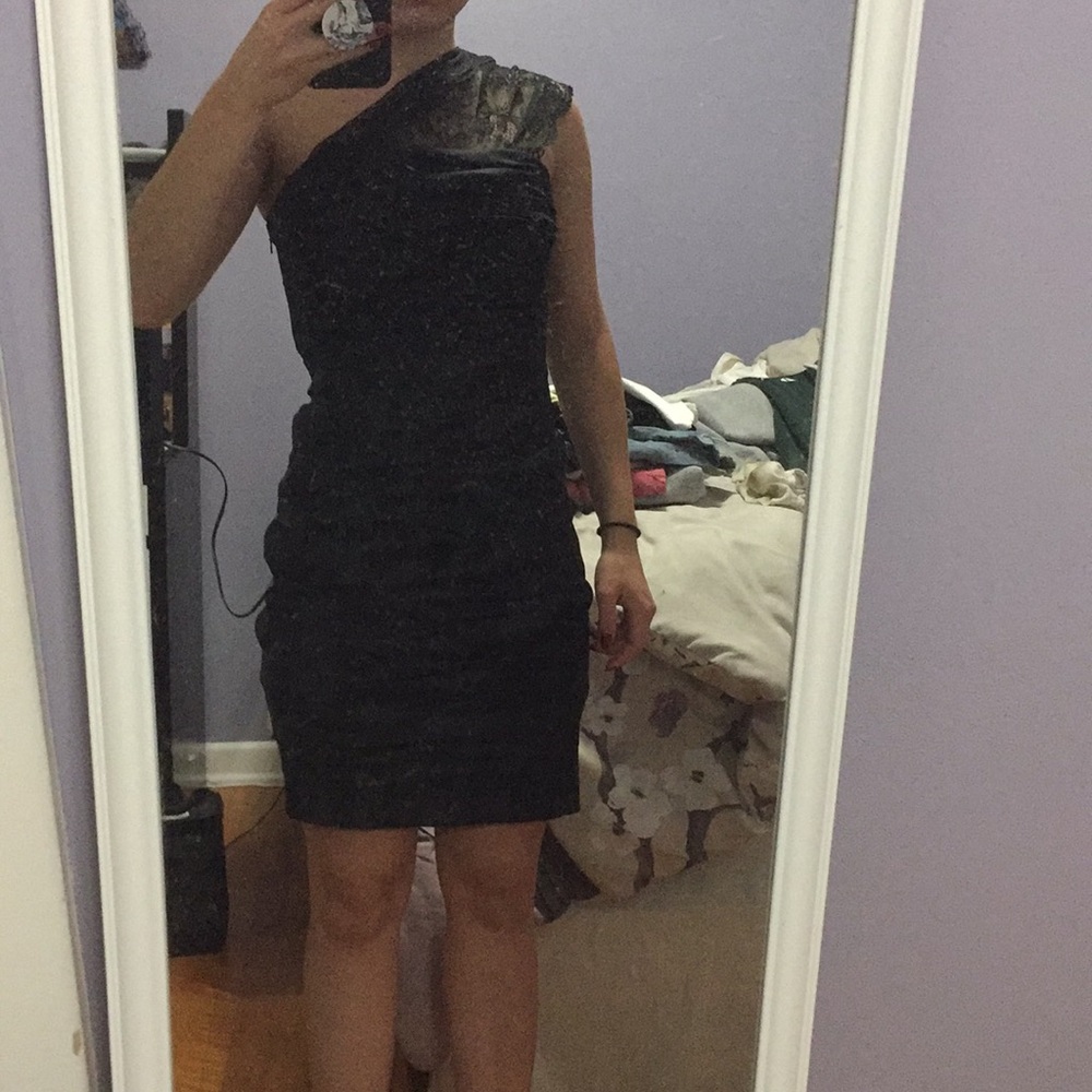 Black one shouldered dress